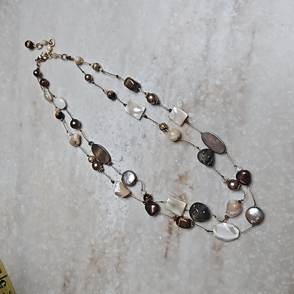 😍Two Strand Earthtone Adjustable 17-19" Necklace😍